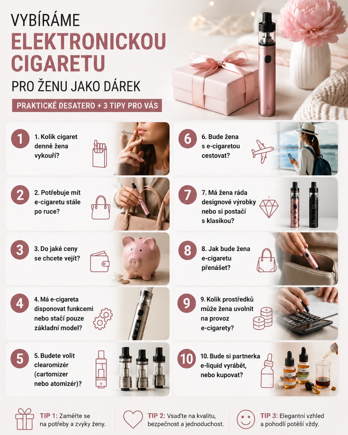 Vybíráme elektronickou cigaretu pro ženu jako dárek